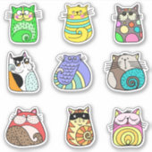 Kleurrijke Kat Sticker Pack (Voorkant)