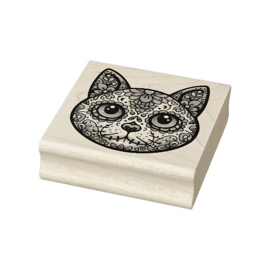 Kleurrijke Kat Suiker Schedel Rubberstempel (Stempel)