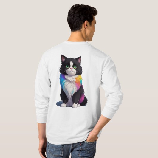 kleurrijke kat t-shirt (Achterkant volledig)