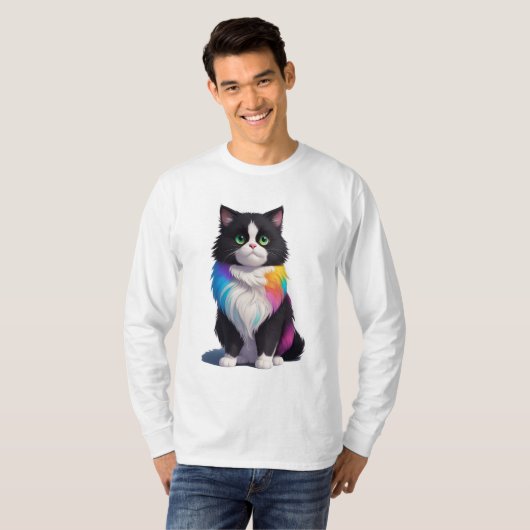 kleurrijke kat t-shirt (Voorkant volledig)
