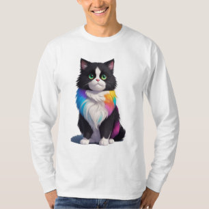 kleurrijke kat t-shirt