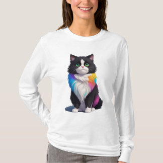 kleurrijke kat t-shirt