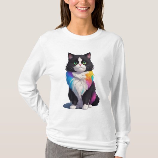 kleurrijke kat t-shirt (Voorkant)