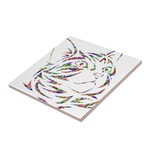 kleurrijke kat tegeltje (Zijkant)