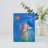 Kleurrijke kat uit liefde briefkaart (Staand voorkant)