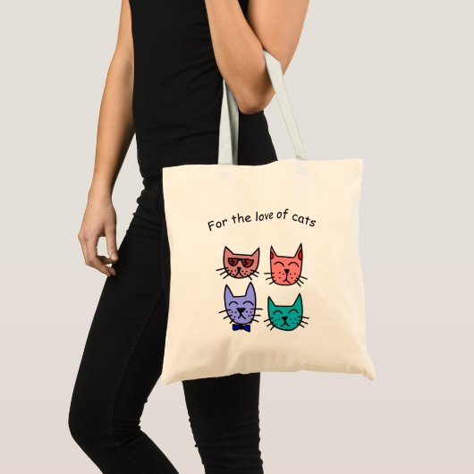 Kleurrijke kat-vlakken tote bag (Voorkant (product))