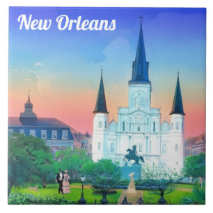 Kleurrijke kathedraal van St. Louis in New Orleans Tegeltje