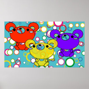Kleurrijke katjes op cirkels poster