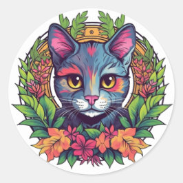 Kleurrijke katstickers ronde sticker