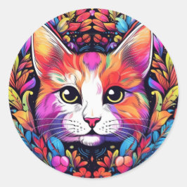 Kleurrijke katstickers ronde sticker