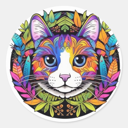 Kleurrijke katstickers ronde sticker (Voorkant)