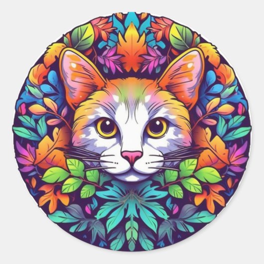 Kleurrijke katstickers ronde sticker (Voorkant)