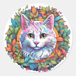 Kleurrijke katstickers ronde sticker