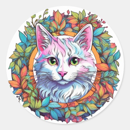 Kleurrijke katstickers ronde sticker (Voorkant)
