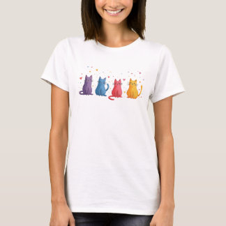 Kleurrijke katten cartoon t-shirt