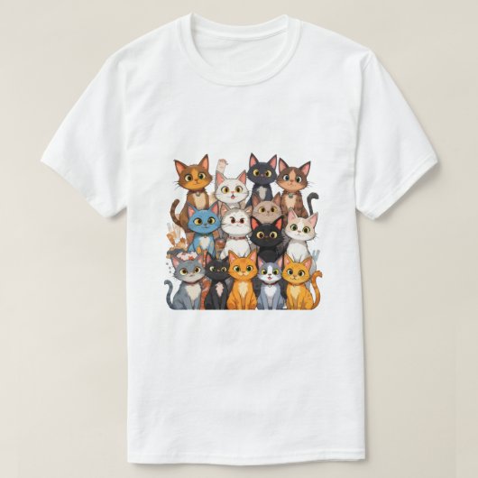 Kleurrijke Katten Collectie – Schattigee en speels T-shirt (Design voorkant)