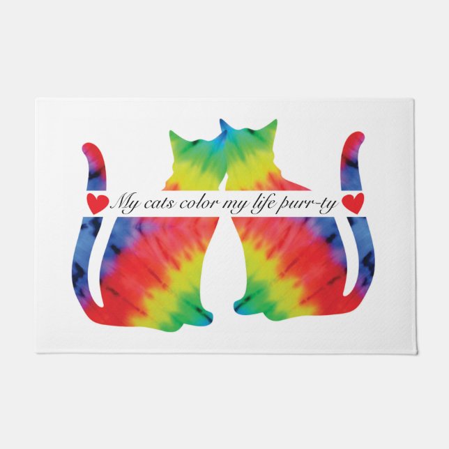 Kleurrijke katten deurmat (Voorkant)