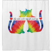 Kleurrijke katten douchegordijn (Voorkant)