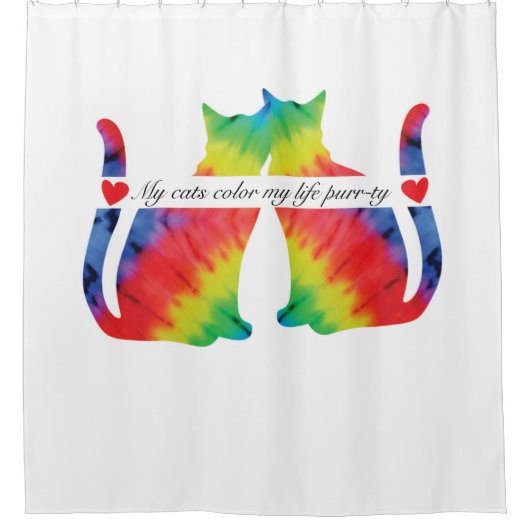 Kleurrijke katten douchegordijn (Voorkant)
