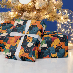Kleurrijke katten druk slapen cadeaupapier