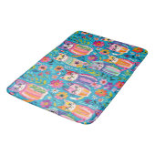 Kleurrijke katten en bloemen grillig badmat (Gekanteld)