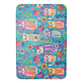 Kleurrijke katten en bloemen grillig badmat (Voorkant Verticaal)