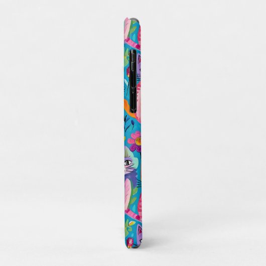 Kleurrijke katten en bloemen grillig gelukkig Case-Mate iPhone case (Achterkant/links)