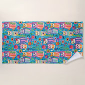 Kleurrijke katten en bloemen grillig gelukkig strandlaken (Voorkant)