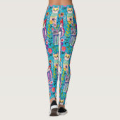 Kleurrijke katten en bloemen grillig leggings (Achterkant)