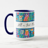 Kleurrijke katten en bloemen grillige verjaardag mok (Links)