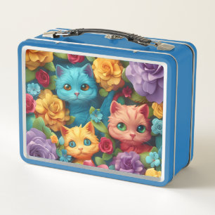 Kleurrijke katten en bloemen schattig ontwerp