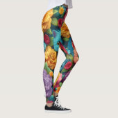 Kleurrijke katten en bloemen schattig ontwerp leggings (Rechts)