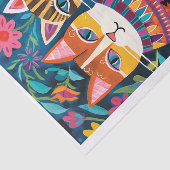 Kleurrijke katten Folk Art Style Decoupage Tissue Tissuepapier (Detail)