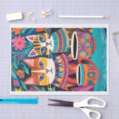 Kleurrijke katten Folk Art Style Decoupage Tissue Tissuepapier (Craft)