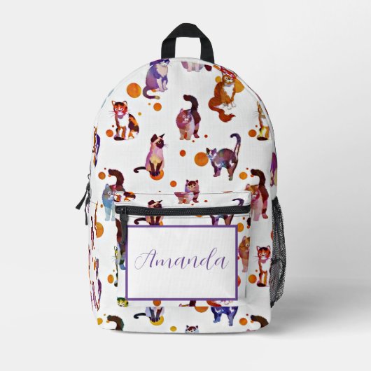 Kleurrijke katten gepersonaliseerd bedrukte rugzak (Voorkant)