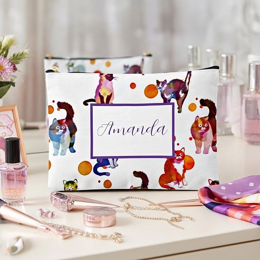Kleurrijke katten gepersonaliseerd etui