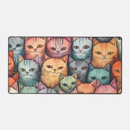 Kleurrijke katten grillige doedel bureaumat (Voorkant)