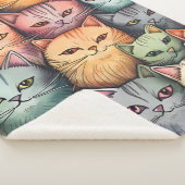 Kleurrijke katten grillige doedel sherpa deken (3/4)