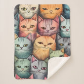 Kleurrijke katten grillige doedel sherpa deken (Voorkant)