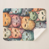 Kleurrijke katten grillige doedel sherpa deken (Voorkant (horizontaal))