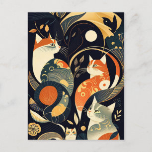 Kleurrijke katten illustratie briefkaart