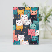 Kleurrijke katten kaart (Staand voorkant)