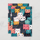 Kleurrijke katten kaart (Voorkant / Achterkant)