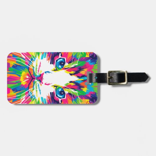 Kleurrijke katten kunst esthetische kat Afbeelding Bagagelabel (Voorkant horizontaal)