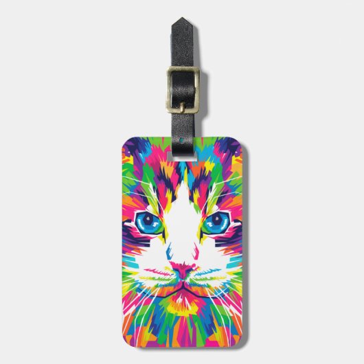 Kleurrijke katten kunst esthetische kat Afbeelding Bagagelabel (Voorkant verticaal)