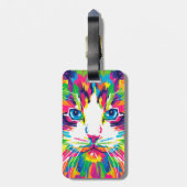 Kleurrijke katten kunst esthetische kat Afbeelding Bagagelabel (Achterkant verticaal)