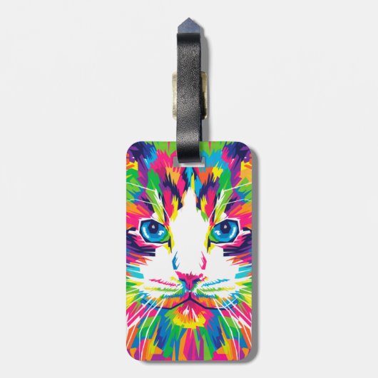 Kleurrijke katten kunst esthetische kat Afbeelding Bagagelabel (Achterkant verticaal)