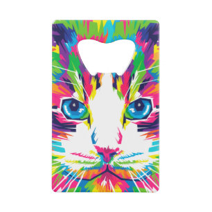 Kleurrijke katten kunst esthetische kat Afbeelding Creditkaart Flessenopener
