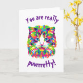 Kleurrijke katten kunst esthetische kat Afbeelding Kaart (Gele Bloem)