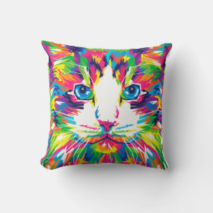 Kleurrijke katten kunst esthetische kat Afbeelding Kussen